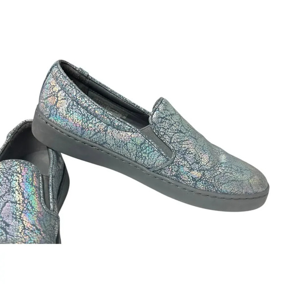 Vionic Avery Pro Metallic Leather Slip-On Shoe Slip Resistant Blue Gray 9 - Picture 6 of 16